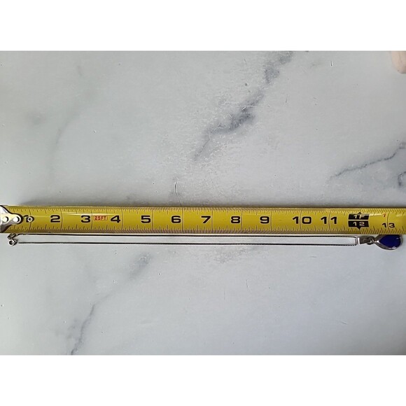 925 Sterling Silver Faux Stone Blue Inlay Pendant Necklace Vintage - Picture 9 of 11